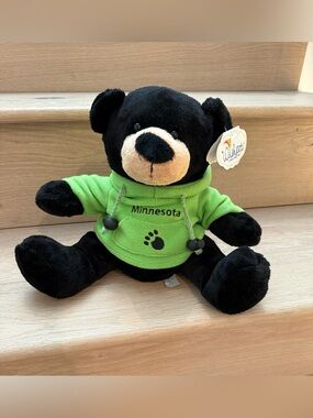 NWT! Minnesota Green Hoodie Black Bear Plush (Wishpets)